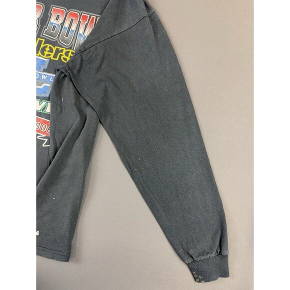 Vintage Y2K NFL Superbowl XL Steelers Seahawks Football Black Long Sleeve Shirt - Picture 10 of 16